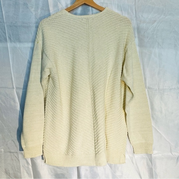 Chaps XL Mens Sweater, eggshell, chunky knit. Long sleeve, pullover Glitter yarn - Picture 1 of 7